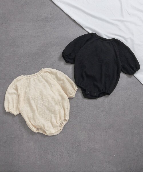 apres les cours（アプレレクール）の「つけ衿付きボディースーツ（ロンパース・キッズ・アイボリー/ブラック・80/70）」の11枚目の写真