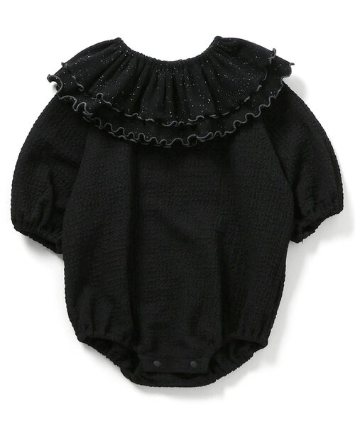 apres les cours（アプレレクール）の「つけ衿付きボディースーツ（ロンパース・キッズ・アイボリー/ブラック・80/70）」の3枚目の写真