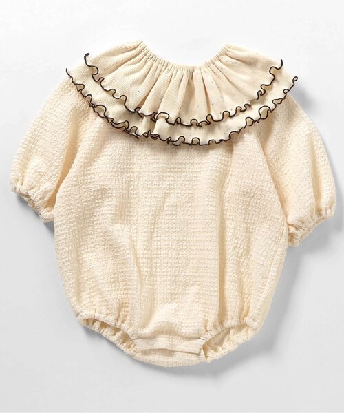 apres les cours（アプレレクール）の「つけ衿付きボディースーツ（ロンパース・キッズ・アイボリー/ブラック・80/70）」の7枚目の写真