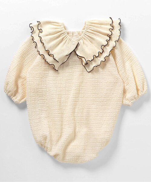 apres les cours（アプレレクール）の「つけ衿付きボディースーツ（ロンパース・キッズ・アイボリー/ブラック・80/70）」の8枚目の写真