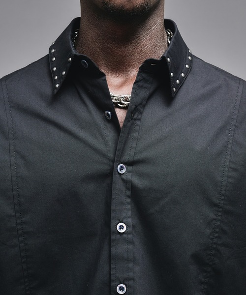 ANDER HUNK（アンダーハンク）の「Studs Design Double-cuffs Shirt / スタッズデザインダブルカフスシャツ（シャツ/ブラウス・メンズ・ブラック/ホワイト・MEDIUM/LARGE）」の15枚目の写真