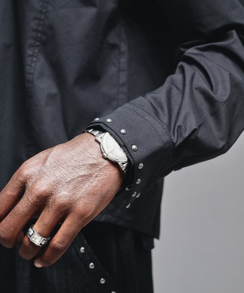 ANDER HUNK（アンダーハンク）の「Studs Design Double-cuffs Shirt / スタッズデザインダブルカフスシャツ（シャツ/ブラウス・メンズ・ブラック/ホワイト・MEDIUM/LARGE）」の12枚目の写真