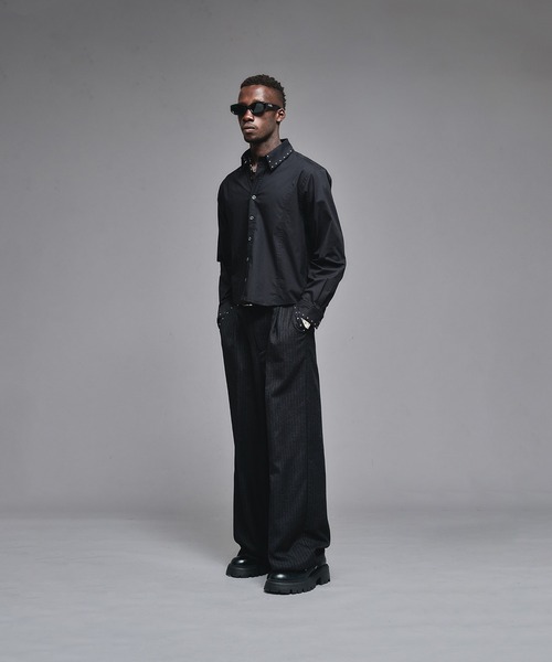 ANDER HUNK（アンダーハンク）の「Studs Design Double-cuffs Shirt / スタッズデザインダブルカフスシャツ（シャツ/ブラウス・メンズ・ブラック/ホワイト・MEDIUM/LARGE）」の19枚目の写真