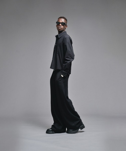 ANDER HUNK（アンダーハンク）の「Studs Design Double-cuffs Shirt / スタッズデザインダブルカフスシャツ（シャツ/ブラウス・メンズ・ブラック/ホワイト・MEDIUM/LARGE）」の21枚目の写真