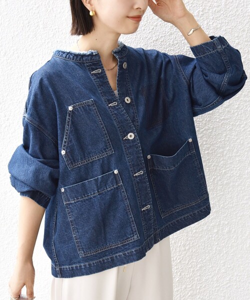 セール】【WEB限定】〈洗濯機可能〉ノーカラー デニム カバー オール