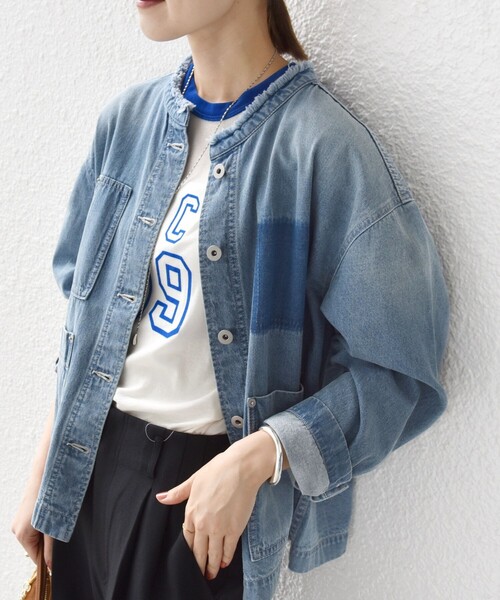 セール】【WEB限定】〈洗濯機可能〉ノーカラー デニム カバー