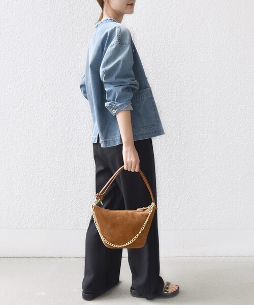 SHIPS（シップス）の「【WEB限定】〈洗濯機可能〉ノーカラー デニム カバー オール（デニムジャケット・レディース・ブルー/ネイビー・ONE SIZE）」の6枚目の写真