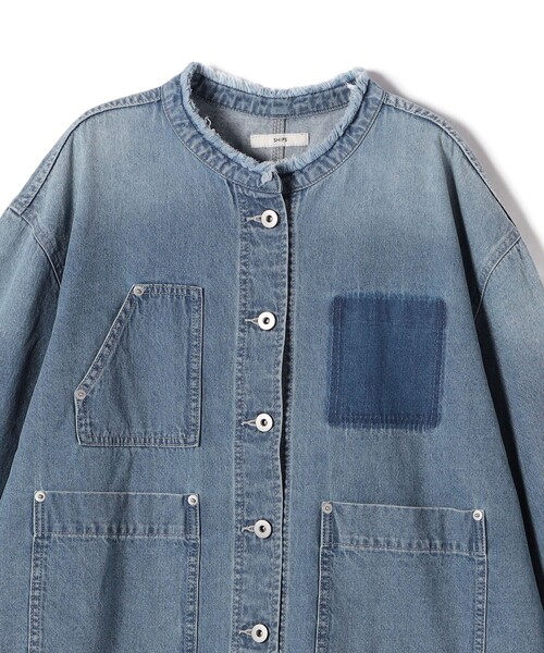 SHIPS（シップス）の「【WEB限定】〈洗濯機可能〉ノーカラー デニム カバー オール（デニムジャケット・レディース・ブルー/ネイビー・ONE SIZE）」の22枚目の写真
