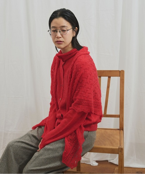 fig Ｌondon（フィグロンドン）の「Bobo cardigan（ニット/セーター・レディース・グレー/アイボリー/レッド/イエロー・FREE）」の10枚目の写真