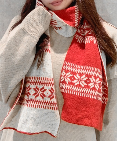 EASY AS PIE　STAR knit scarf　ニットマフラー　星柄 EASY AS PIE STAR knit scarf ニットマフラー 星柄