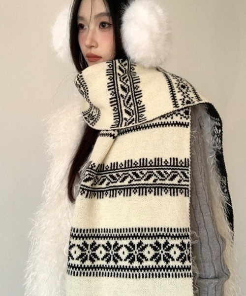 セール】ノルディック柄ニットマフラー（マフラー）｜SHEPP（シープ