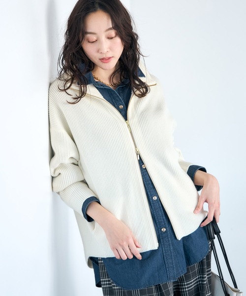 セール】＜WEB限定カラーあり＞毛玉しらずジップカーディガン/571789