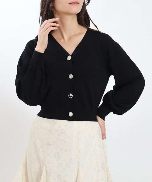 ASTORIA ODIER（アストリアオディール）の「アソート装飾ボタンVネックカーディガン（カーディガン/ボレロ・レディース・ブラウン/アイボリー/ブラック/ワイン・MEDIUM）」の2枚目の写真