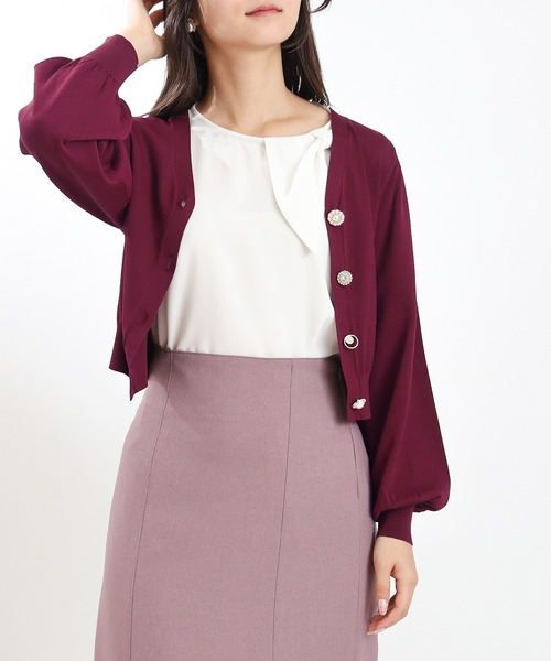 ASTORIA ODIER（アストリアオディール）の「アソート装飾ボタンVネックカーディガン（カーディガン/ボレロ・レディース・ブラウン/アイボリー/ブラック/ワイン・MEDIUM）」の12枚目の写真