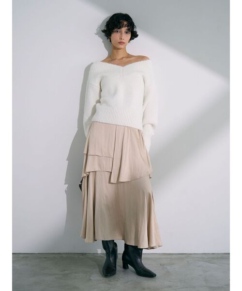 LAGUNAMOON(ラグナムーン)の「ヘムスリットティアードスカート(スカート・レディース・ベージュ/ブラック/ダークブラウン・SMALL/MEDIUM)」の5枚目の写真