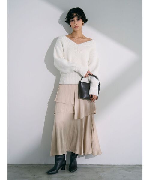 LAGUNAMOON(ラグナムーン)の「ヘムスリットティアードスカート(スカート・レディース・ベージュ/ブラック/ダークブラウン・SMALL/MEDIUM)」の6枚目の写真