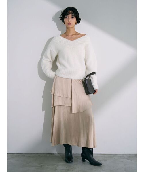 LAGUNAMOON(ラグナムーン)の「ヘムスリットティアードスカート(スカート・レディース・ベージュ/ブラック/ダークブラウン・SMALL/MEDIUM)」の7枚目の写真