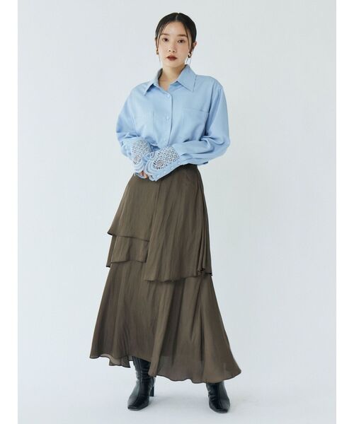 LAGUNAMOON(ラグナムーン)の「ヘムスリットティアードスカート(スカート・レディース・ベージュ/ブラック/ダークブラウン・SMALL/MEDIUM)」の9枚目の写真