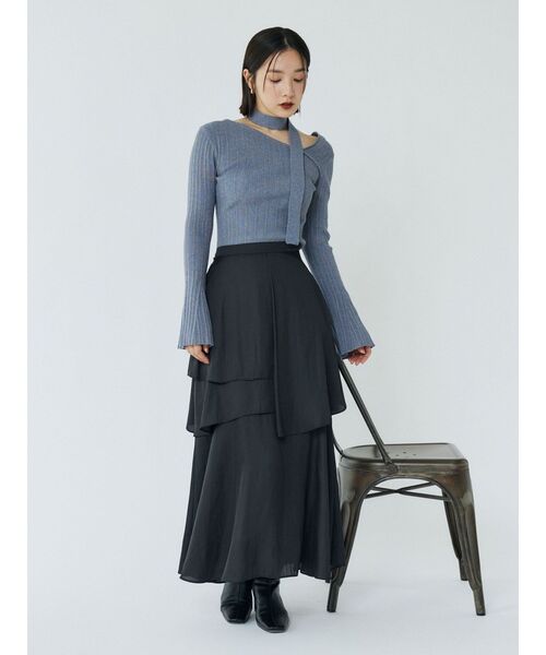 LAGUNAMOON(ラグナムーン)の「ヘムスリットティアードスカート(スカート・レディース・ベージュ/ブラック/ダークブラウン・SMALL/MEDIUM)」の16枚目の写真