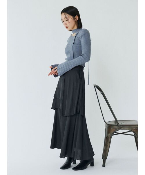 LAGUNAMOON(ラグナムーン)の「ヘムスリットティアードスカート(スカート・レディース・ベージュ/ブラック/ダークブラウン・SMALL/MEDIUM)」の17枚目の写真