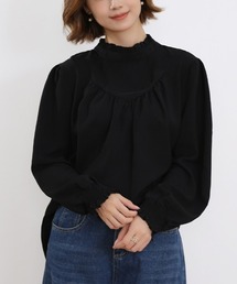 フリルハイネックギャザーブラウス