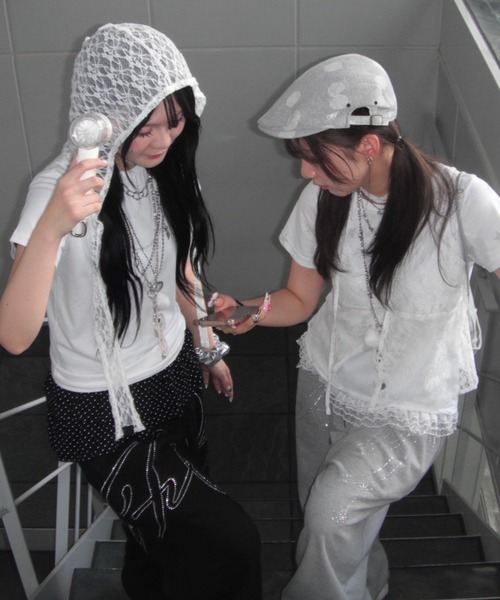 FANCY CLUB（ファンシークラブ）の「【FANCY CLUB】ANGEL VINTAGE SWEATPANTS 別注 / 【ファンシークラブ】エンジェルヴィンテージスウェットパンツ（スウェットパンツ・レディース・グレー/ブラック・ONE SIZE）」の8枚目の写真