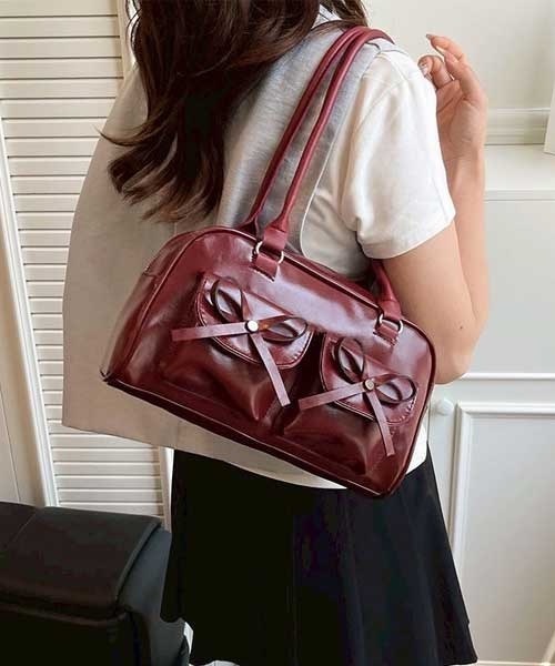 LUGG NAGG(ラグナグ)の「【LUGG NAGG/ラグナグ】フェイクレザー ダブルポケット ハンドバック(ハンドバッグ・レディース・ダークブラウン/ワインレッド/ブラック/キャメル/ホワイト・FREE)」の5枚目の写真