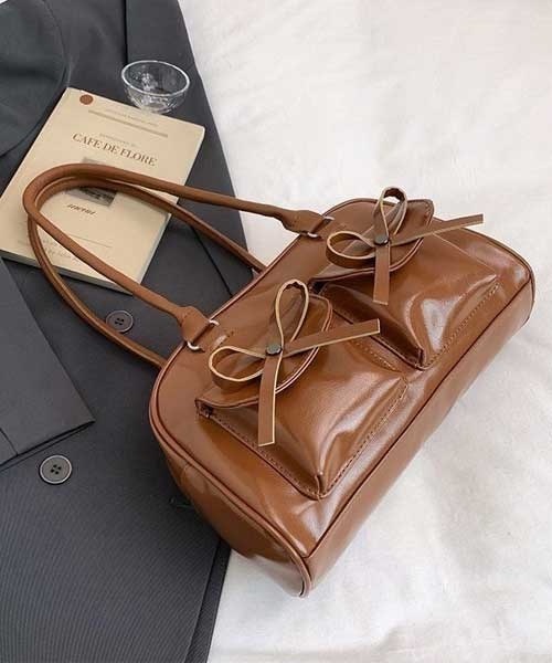 LUGG NAGG(ラグナグ)の「【LUGG NAGG/ラグナグ】フェイクレザー ダブルポケット ハンドバック(ハンドバッグ・レディース・ダークブラウン/ワインレッド/ブラック/キャメル/ホワイト・FREE)」の8枚目の写真