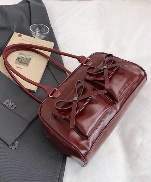 LUGG NAGG(ラグナグ)の「【LUGG NAGG/ラグナグ】フェイクレザー ダブルポケット ハンドバック(ハンドバッグ・レディース・ダークブラウン/ワインレッド/ブラック/キャメル/ホワイト・FREE)」の7枚目の写真