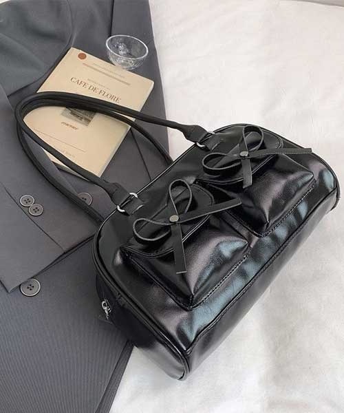 LUGG NAGG(ラグナグ)の「【LUGG NAGG/ラグナグ】フェイクレザー ダブルポケット ハンドバック(ハンドバッグ・レディース・ダークブラウン/ワインレッド/ブラック/キャメル/ホワイト・FREE)」の6枚目の写真