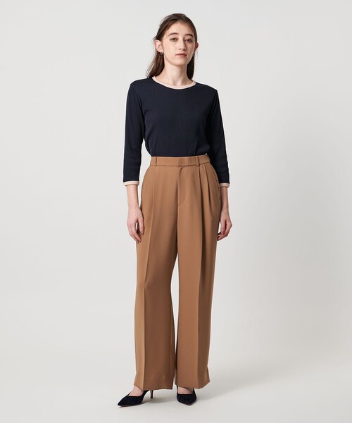 UNITED ARROWS（ユナイテッドアローズ）の「2タック ワイドパンツ‐UVカット 接触冷感 吸水速乾 帯電防止 ウォッシャブル‐（スラックス・レディース・ブラック/ピンク/ベージュ/ネイビー・36/34/38/40）」の6枚目の写真