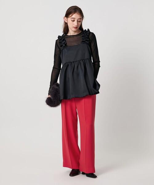 UNITED ARROWS（ユナイテッドアローズ）の「2タック ワイドパンツ‐UVカット 接触冷感 吸水速乾 帯電防止 ウォッシャブル‐（スラックス・レディース・ブラック/ピンク/ベージュ/ネイビー・36/34/38/40）」の10枚目の写真