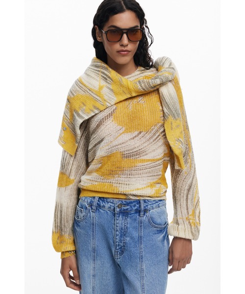 Desigual(デシグアル)の「カーブプリントテクスチャーセーター(ニット/セーター・レディース・イエロー/レッド・S/L/XL/M/XS)」の3枚目の写真