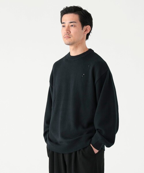 5ゲージ ダメージ クルー ニット（ユニセックス）（ニット/セーター