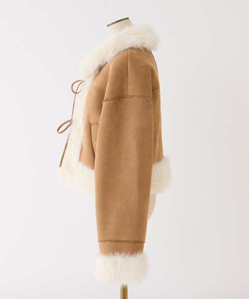 premium order】フェイクムートンリボンアウター/セットアップボトム