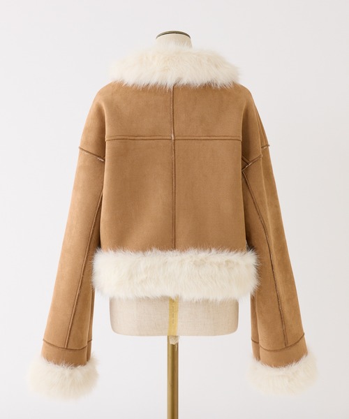 セール】フェイクムートンリボンアウター/セットアップボトムあり