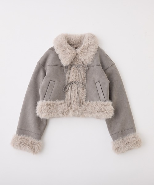 premium order】フェイクムートンリボンアウター/セットアップボトム