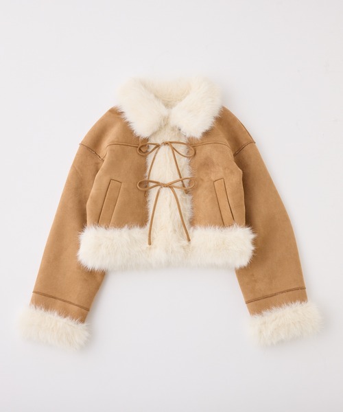 フェイクムートンリボンアウター/セットアップボトムあり（ムートン