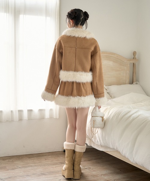 premium order】フェイクムートンリボンアウター/セットアップボトム