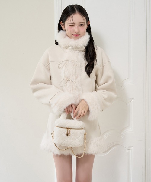 セール】【premium order】フェイクムートンリボンアウター