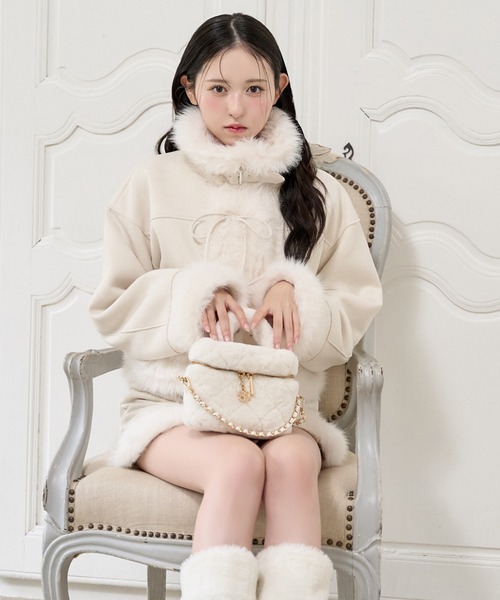 セール】【premium order】フェイクムートンリボンアウター