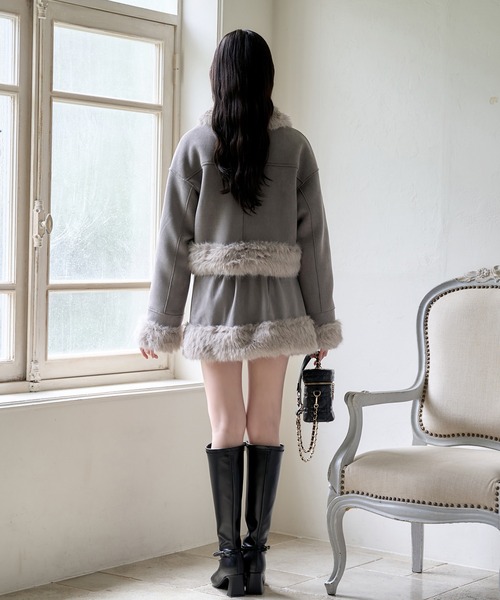 premium order】フェイクムートンリボンアウター/セットアップボトム