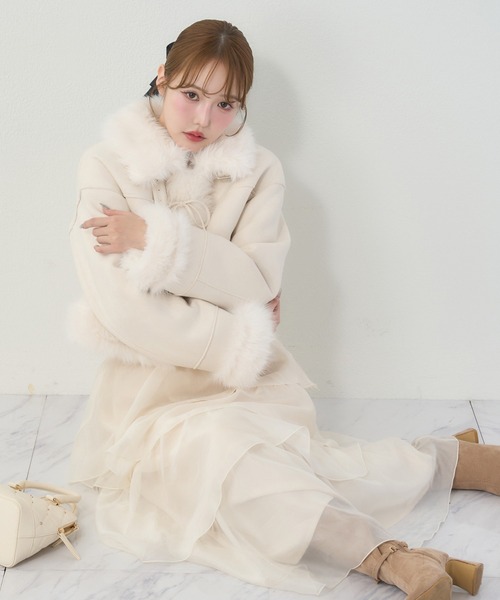 フェイクムートンリボンアウター/セットアップボトムあり（ムートン