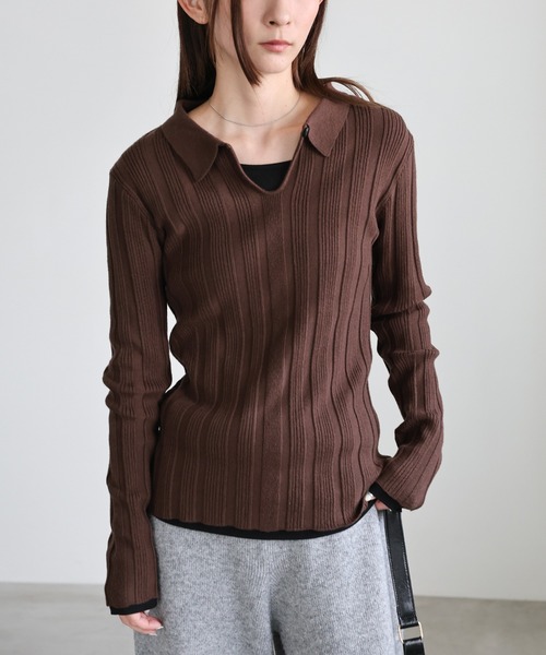 セール】ランダムリブポロニット（ニット/セーター）｜select MOCA