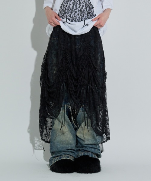 ANNA SUI NYC（アナ スイ エヌ ワイ シー）の「マルチシャーリングスカート（スカート・レディース・キャメル/ブラック/サックスブルー・FREE）」の4枚目の写真