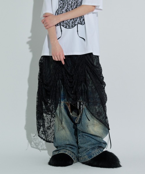 ANNA SUI NYC（アナ スイ エヌ ワイ シー）の「マルチシャーリングスカート（スカート・レディース・キャメル/ブラック/サックスブルー・FREE）」の8枚目の写真