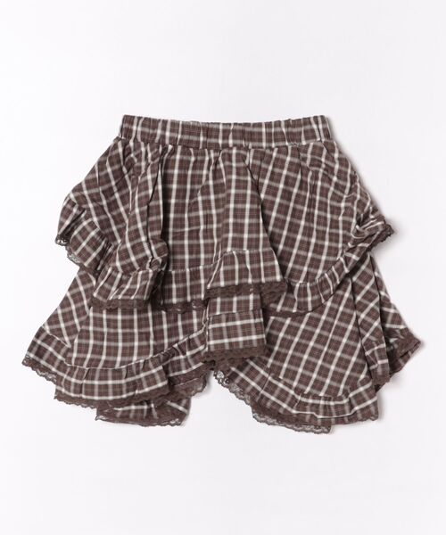 STAY MOTION（ステイモーション）の「【WEB限定】裾アシンメトリーチェック柄フリルミニスカート［韓国ファッション ガーリー］（スカート・レディース・ブラック/ブラウン・S/M）」の13枚目の写真