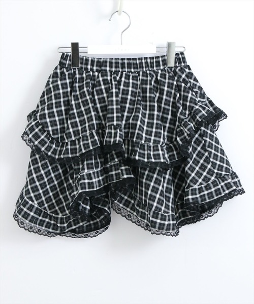 STAY MOTION（ステイモーション）の「【WEB限定】裾アシンメトリーチェック柄フリルミニスカート［韓国ファッション ガーリー］（スカート・レディース・ブラック/ブラウン・S/M）」の11枚目の写真