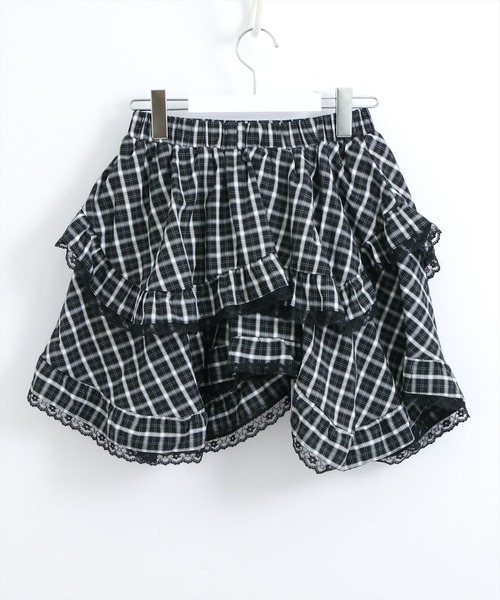STAY MOTION（ステイモーション）の「【WEB限定】裾アシンメトリーチェック柄フリルミニスカート［韓国ファッション ガーリー］（スカート・レディース・ブラック/ブラウン・S/M）」の12枚目の写真
