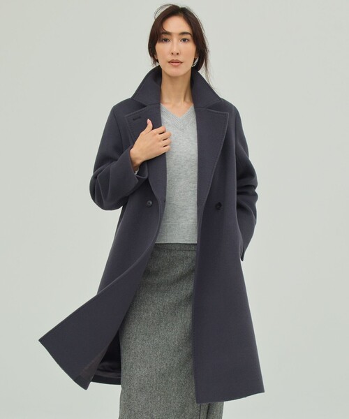 美品✨レサージュ ラムウール SUPER100's ダブルブレストロングコート セール】Pureラムウール ダブル ロングコート（その他アウター）｜J